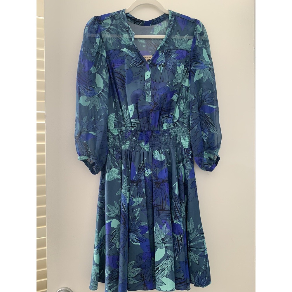 Rebecca Taylor Dress 0 Tahitian Floral Short Sleeves Knee Length Color: Multi